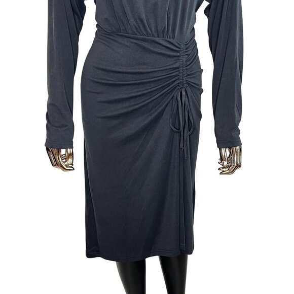 🖤 Lumière Black Long Sleeve Ruched Midi Dress | Size M | NWT - Picture 5 of 9